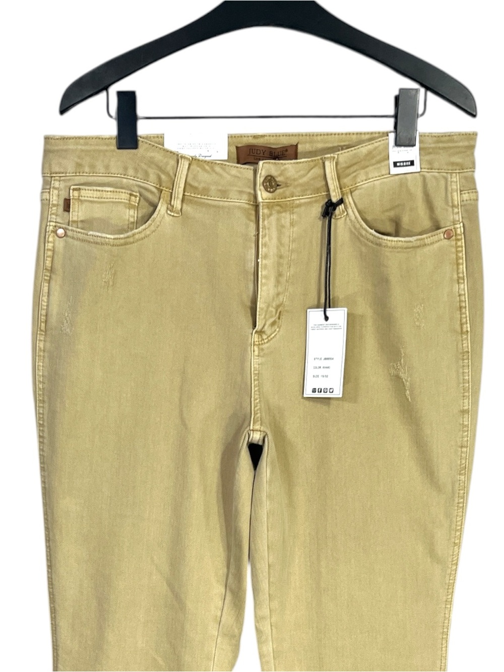 NWT Judy Blue Mid-Rise Garment Dyed Khaki Slim Bootcut Jeans 88504 size 15/32 - Picture 4 of 9